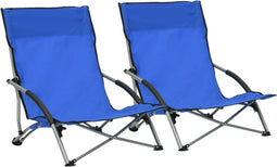vidaXL - Strandstoelen - 2 - st - inklapbaar - stof - blauw