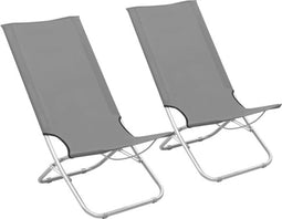 vidaXL - Strandstoelen - 2 - st - inklapbaar - stof - grijs