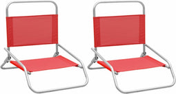 vidaXL - Strandstoelen - 2 - st - inklapbaar - stof - rood