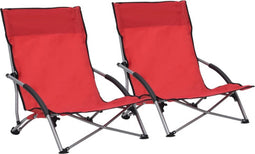 vidaXL - Strandstoelen - 2 - st - inklapbaar - stof - rood