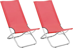 vidaXL - Strandstoelen - 2 - st - inklapbaar - stof - rood
