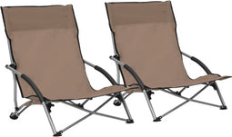 vidaXL - Strandstoelen - 2 - st - inklapbaar - stof - taupe