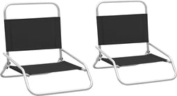 vidaXL - Strandstoelen - 2 - st - inklapbaar - stof - zwart