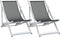 vidaXL - Strandstoelen - inklapbaar - 2 - st - aluminium - en - textileen - grijs