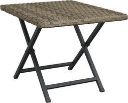 vidaXL - Tafel - inklapbaar - 45x35x32 - cm - poly - rattan - grijs