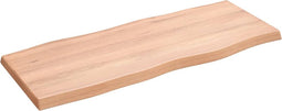 vidaXL - Tafelblad - natuurlijke - rand - 100x40x(2-4) - cm - eikenhout - lichtbruin