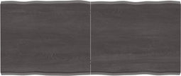 vidaXL - Tafelblad - natuurlijke - rand - 140x60x(2-4)cm - eikenhout - donkerbruin