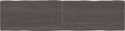 vidaXL - Tafelblad - natuurlijke - rand - 200x50x(2-4)cm - eikenhout - donkerbruin