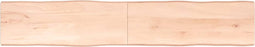 vidaXL - Tafelblad - natuurlijke - rand - 220x40x(2-4) - cm - massief - eikenhout