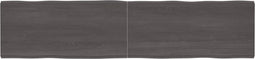 vidaXL - Tafelblad - natuurlijke - rand - 220x50x(2-4)cm - eikenhout - donkerbruin