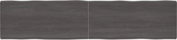 vidaXL - Tafelblad - natuurlijke - rand - 220x50x(2-6)cm - eikenhout - donkerbruin