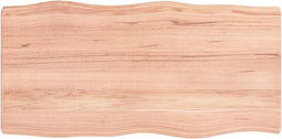 vidaXL - Tafelblad - natuurlijke - rand - 80x40x(2-6) - cm - eikenhout - lichtbruin