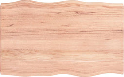 vidaXL - Tafelblad - natuurlijke - rand - 80x50x(2-4) - cm - eikenhout - lichtbruin