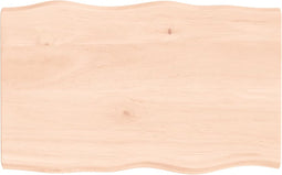 vidaXL - Tafelblad - natuurlijke - rand - 80x50x(2-4) - cm - massief - eikenhout