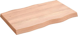 vidaXL - Tafelblad - natuurlijke - rand - 80x50x(2-6) - cm - eikenhout - lichtbruin