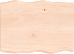 vidaXL - Tafelblad - natuurlijke - rand - 80x60x(2-4) - cm - massief - eikenhout