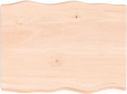 vidaXL - Tafelblad - natuurlijke - rand - 80x60x(2-6) - cm - massief - eikenhout