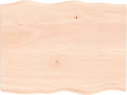 vidaXL - Tafelblad - natuurlijke - rand - 80x60x2 - cm - massief - eikenhout