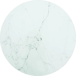vidaXL - Tafelblad - Ø30x0,8 - cm - gehard - glas - met - marmerontwerp - wit