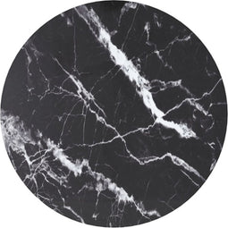 vidaXL - Tafelblad - Ø40x0,8 - cm - gehard - glas - met - marmeren - design - zwart