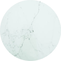 vidaXL - Tafelblad - Ø60x0,8 - cm - gehard - glas - met - marmeren - design - wit