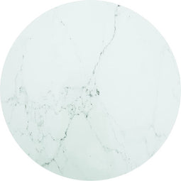 vidaXL - Tafelblad - Ø80x1 - cm - gehard - glas - met - marmeren - design - wit