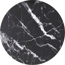 vidaXL - Tafelblad - Ø90x1 - cm - gehard - glas - met - marmeren - design - zwart