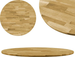 vidaXL - Tafelblad - rond - 23 - mm - 600 - mm - massief - eikenhout