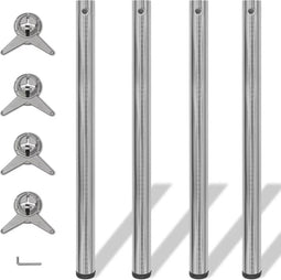 vidaXL - Tafelpoten - in - hoogte - verstelbaar - geborsteld - nikkel - 870 - mm - 4 - st