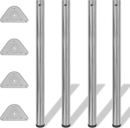 vidaXL - Tafelpoten - in - hoogte - verstelbaar - geborsteld - nikkel - 870 - mm - 4 - st