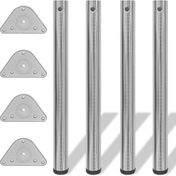 vidaXL - Tafelpoten - in - hoogte - verstelbaar - geborsteld - nikkel - 710 - mm - 4 - st