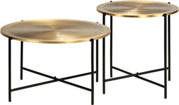 vidaXL - Tafelset - met - messing - bedekt - MDF - 2-delig