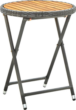 vidaXL - Tafeltje - 60 - cm - poly - rattan - en - massief - acaciahout - grijs
