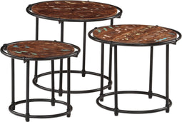 vidaXL - Tafeltjesset - 3 - st - massief - gerecycled - hout
