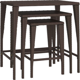 vidaXL - Tafeltjesset - 3 - st - poly - rattan - bruin