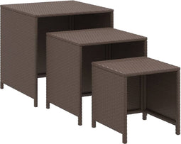 vidaXL - Tafeltjesset - 3 - st - poly - rattan - bruin