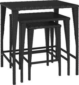 vidaXL - Tafeltjesset - 3 - st - poly - rattan - zwart