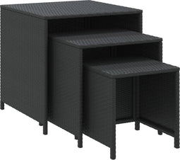 vidaXL - Tafeltjesset - 3 - st - poly - rattan - zwart