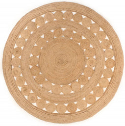vidaXL - Tapijt - met - ontwerp - rond - 180 - cm - gevlochten - jute
