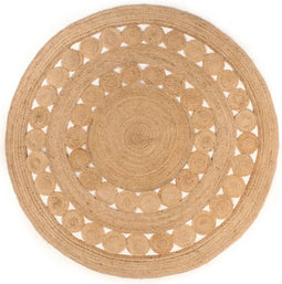vidaXL - Tapijt - met - ontwerp - rond - 210 - cm - gevlochten - jute