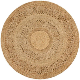vidaXL - Tapijt - rond - 120 - cm - gevlochten - jute