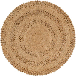 vidaXL - Tapijt - rond - 120 - cm - gevlochten - jute