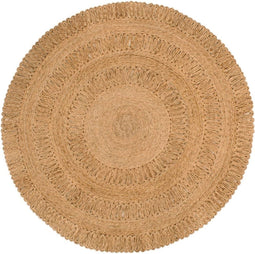 vidaXL - Tapijt - rond - 150 - cm - gevlochten - jute
