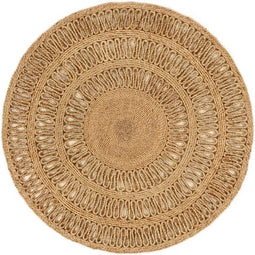 vidaXL - Tapijt - rond - 90 - cm - gevlochten - jute