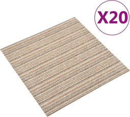vidaXL - Tapijttegels - 20 - st - 5 - m² - 50x50 - cm - gestreept - beige