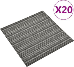 vidaXL - Tapijttegels - 20 - st - 5 - m² - 50x50 - cm - gestreept - antraciet