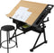 vidaXL - Tekentafel - met - 2 - lades - en - kruk