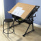 vidaXL - Tekentafel - met - 2 - lades - en - kruk