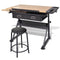 vidaXL - Tekentafel - met - 2 - lades - en - kruk