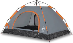 vidaXL - Tent - 4-persoons - snelontgrendeling - grijs - en - oranje